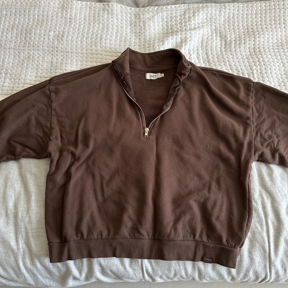 Set Active - Lightweight Sweats Quarter Zip, Clove, Large - Picture 5 of 7